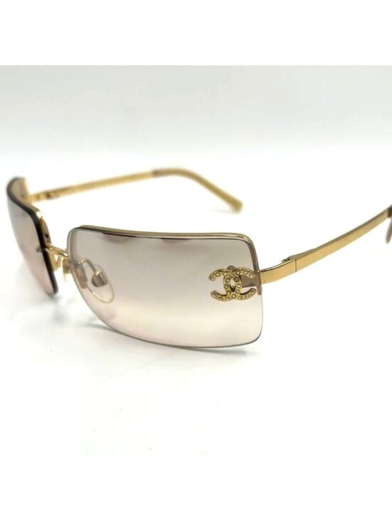 Chanel Jewelry - Chanel Vintage Sunglasses Rhinestone CC Logo Rimless Gradient Gold Y2